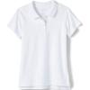 Lands’ End School Uniform Girls Short Sleeve Feminine Fit Interlock Polo Shirt(White)