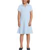 Lands’ End School Uniform Girls Short Sleeve Mesh Pleated Polo Dress(Blue 24)