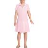 Lands’ End School Uniform Girls Short Sleeve Mesh Pleated Polo Dress(Ice Pink)