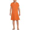 Lands’ End School Uniform Girls Short Sleeve Mesh Pleated Polo Dress(Orange Spice)