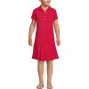 Lands’ End School Uniform Girls Short Sleeve Mesh Pleated Polo Dress(Red 24)