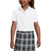 Lands’ End School Uniform Girls Short Sleeve Peter Pan Collar Broadcloth Shirt(White)