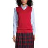 Lands’ End School Uniform Women’s Cotton Modal Fine Gauge Sweater Vest(Red)