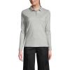 Lands’ End School Uniform Women’s Long Sleeve Feminine Fit Interlock Polo Shirt(Gray Heather)