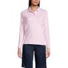 Lands’ End School Uniform Women’s Long Sleeve Feminine Fit Interlock Polo Shirt(Ice Pink)