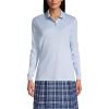 Lands’ End School Uniform Women’s Long Sleeve Interlock Polo Shirt(Blue)