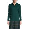 Lands’ End School Uniform Women’s Long Sleeve Interlock Polo Shirt(Evergreen)