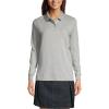 Lands’ End School Uniform Women’s Long Sleeve Interlock Polo Shirt(Gray Heather)