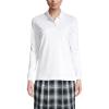 Lands’ End School Uniform Women’s Long Sleeve Interlock Polo Shirt(White)