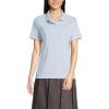 Lands’ End School Uniform Women’s Short Sleeve Feminine Fit Interlock Polo Shirt(Blue)