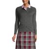 Lands’ End School Uniform Young Women’s Cotton Modal Cardigan Sweater(Coal Heather)