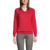 Lands’ End School Uniform Young Women’s Cotton Modal V-Neck Sweater(Red)