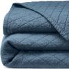 Lands’ End Solid Diamond Double Voile Quilt White Twin(Bering Sea Blue)