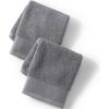 Lands’ End Turkish Luxe Towel Classic Khaki Washcloth Set(Rich Steel)