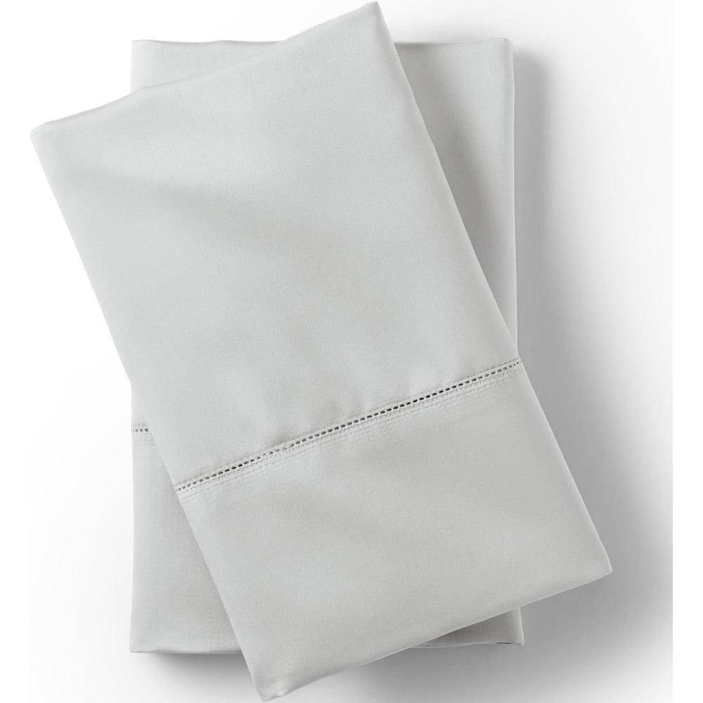 imageLands End 700 Solid Pillowcases Pale Flax KingLight Fog