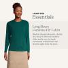 Lands’ End Essentials Women’s Long-Sleeve Soft Cotton T-Shirt – Tailored Feminine Fit(Evergreen)