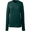 Lands’ End Essentials Women’s Long-Sleeve Soft Cotton T-Shirt – Tailored Feminine Fit(Evergreen)