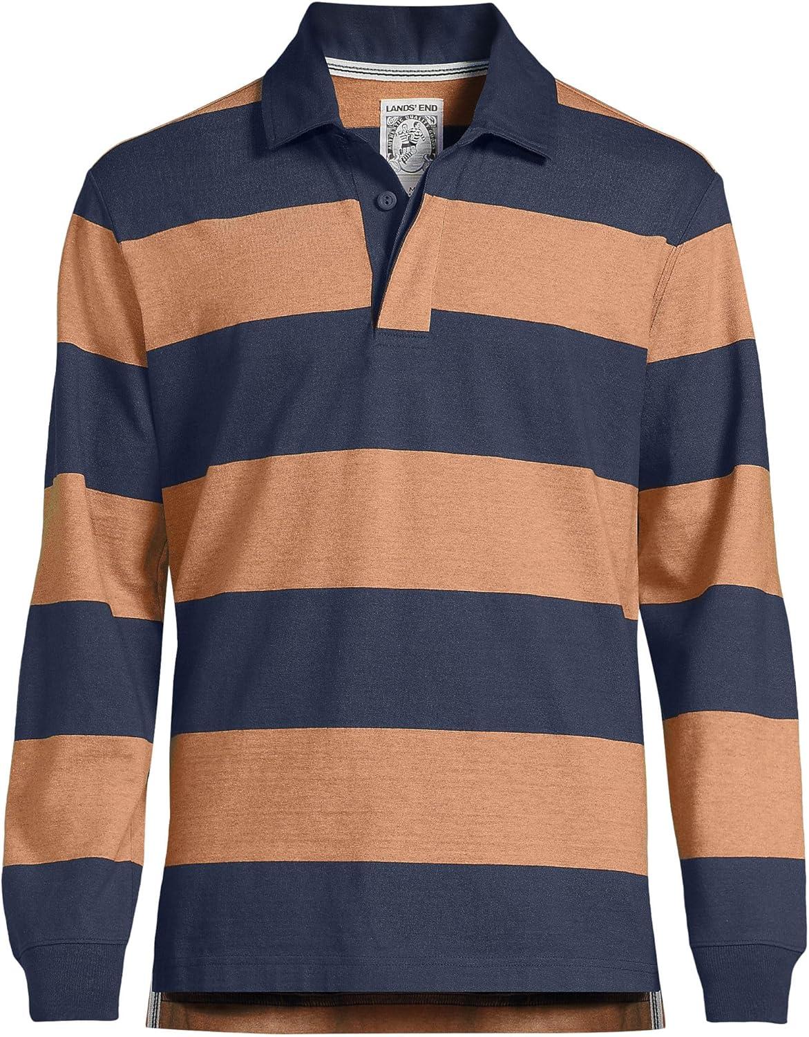 imageLands End Mens Long Sleeve RugbyFrench Navy Stripe
