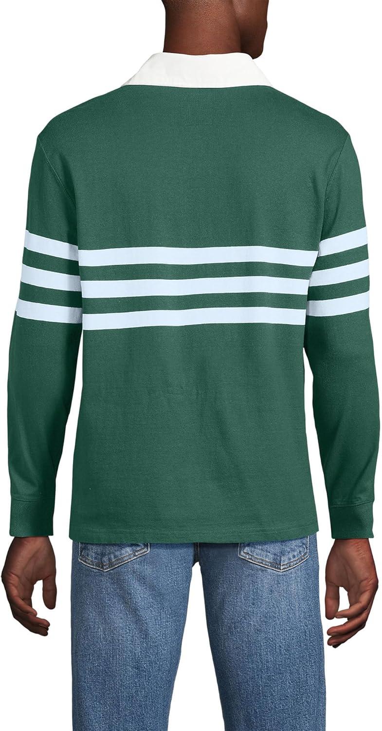 imageLands End Mens Long Sleeve RugbyNorway Spruce Stripe
