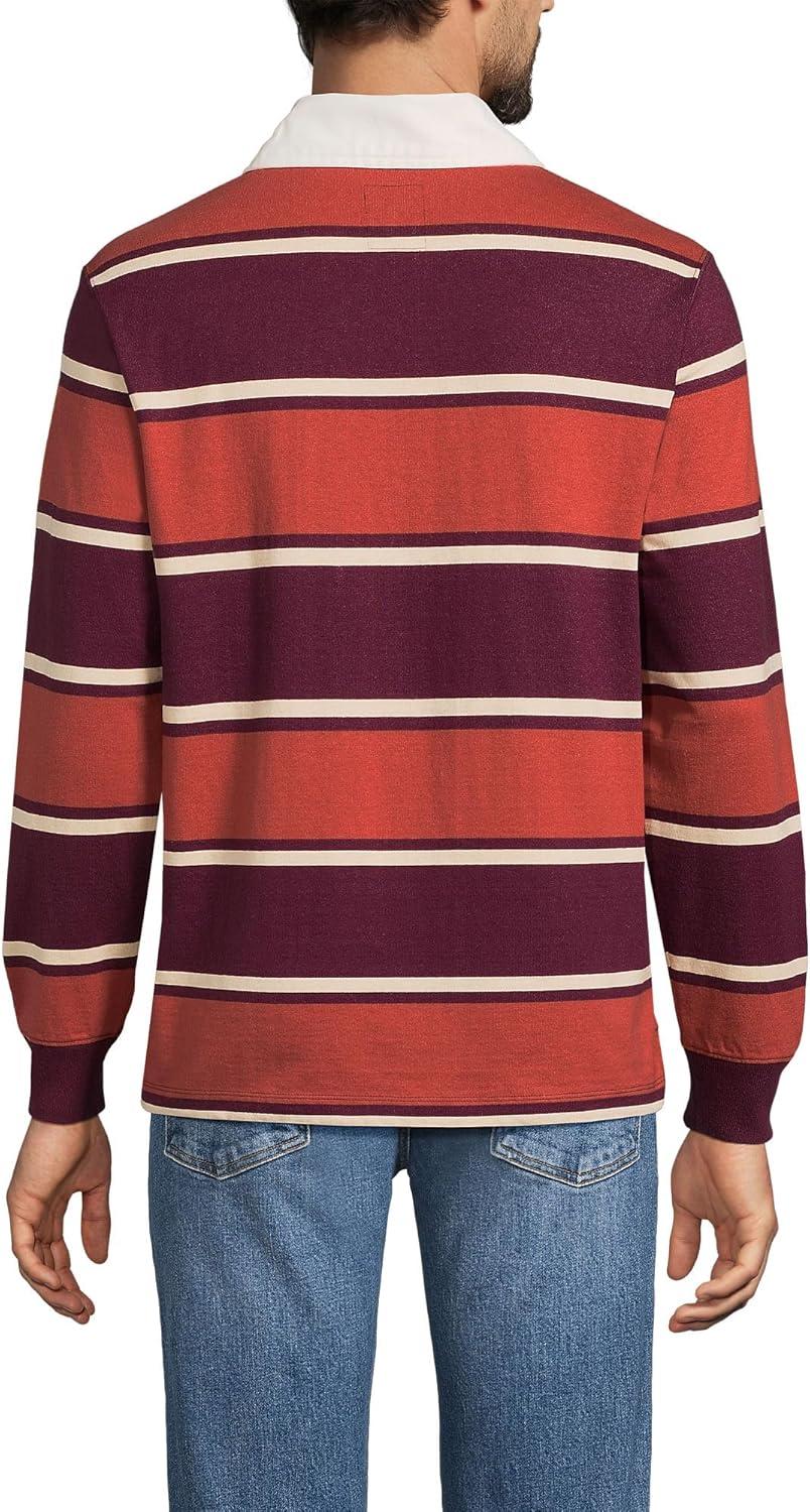 imageLands End Mens Long Sleeve RugbyRich BurgundyBourbon Stripe