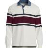 Lands’ End Men’s Long Sleeve Rugby(Ivory/Rich Burgundy Stripe)