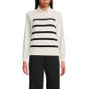 Lands’ End Women’s Drifter Cotton Easy Crew Neck Vest Sweater(Ivory/Black Breton Stripe)
