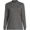 Lands’ End Women’s Relaxed Cotton Long Sleeve Mock Turtleneck Shirt(Charcoal)