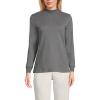 Lands’ End Women’s Relaxed Cotton Long Sleeve Mock Turtleneck Shirt(Charcoal)