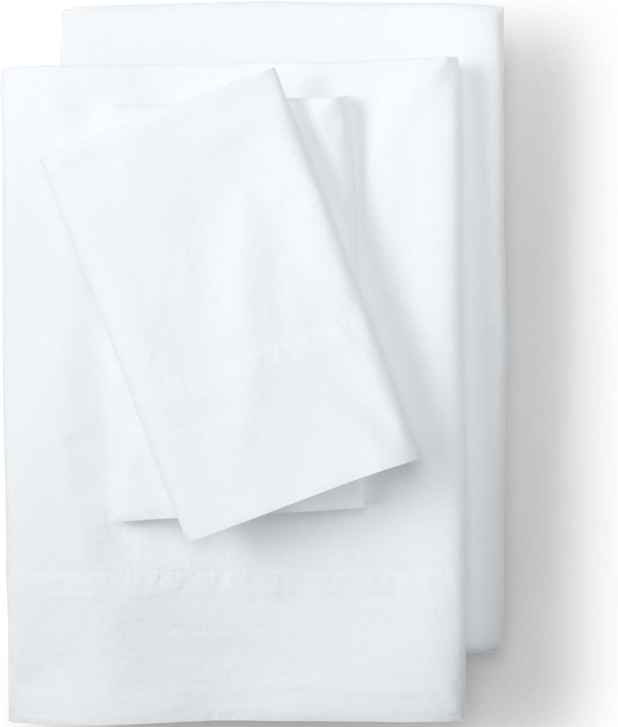 imageLands End Essential Cotton Solid Pillowcases White KingWhite