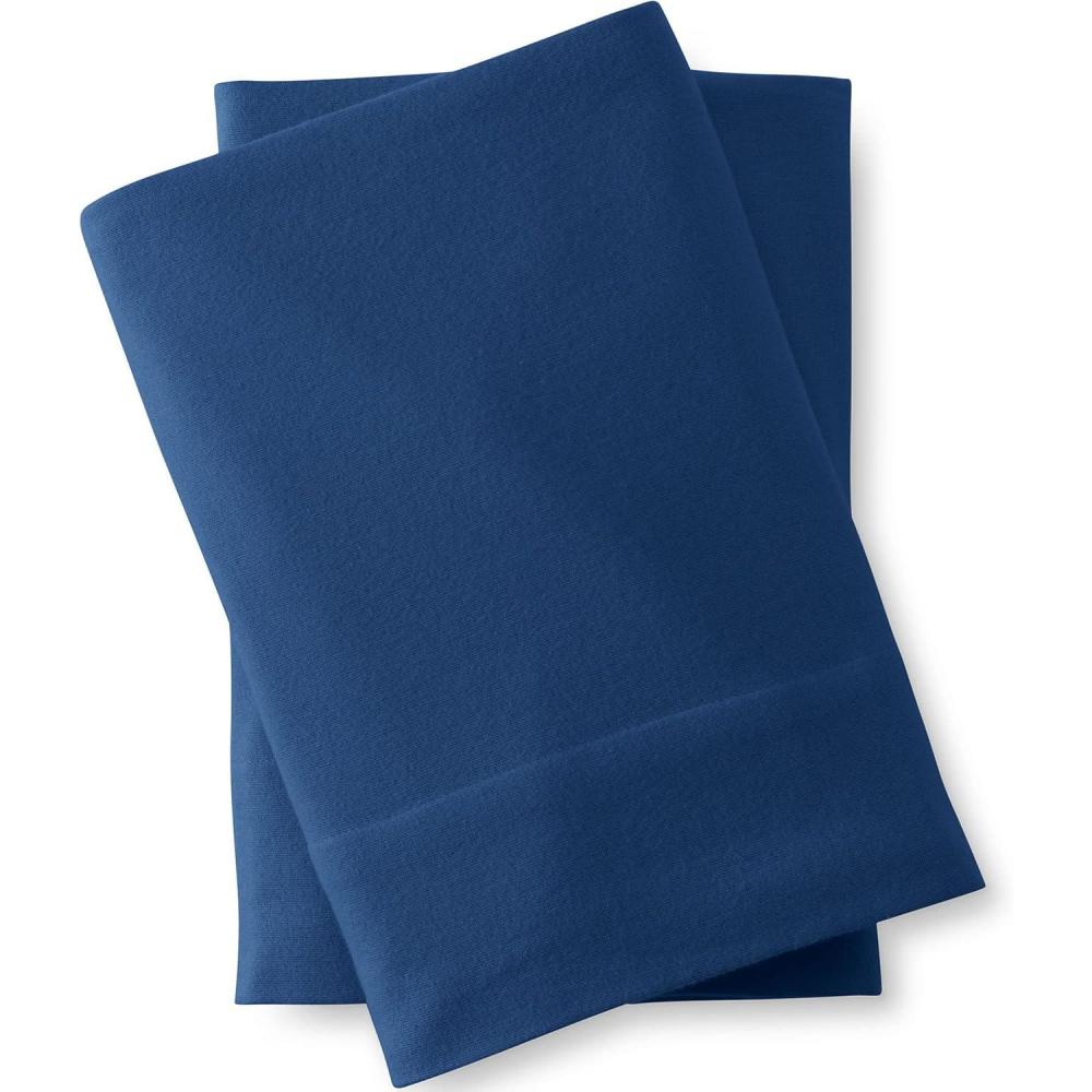 imageLands End 5oz Flannel Solid Pillowcase Set Deep Sea Navy KingDeep Sea Navy