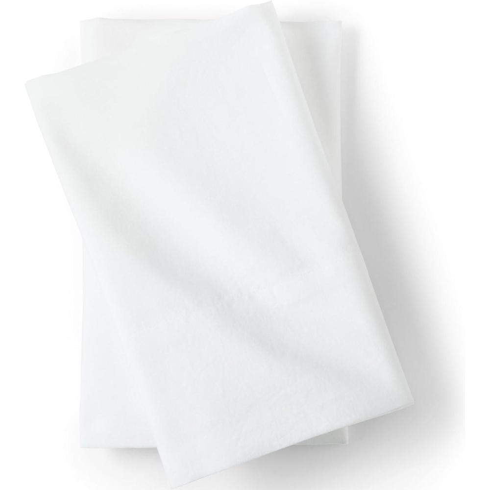 imageLands End Essential Cotton Solid Pillowcases White KingWhite