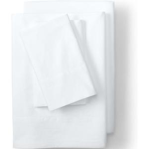 Lands’ End Essential Cotton Solid Sheets White Twin(White)