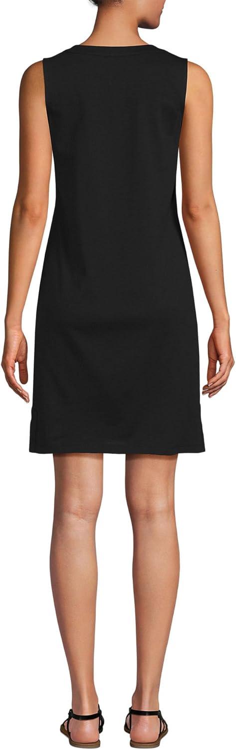 imageLands End Womens Cotton Jersey Notch Neck Dress with SoutacheBlack
