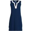 Lands’ End Women’s Cotton Jersey Notch Neck Dress with Soutache(Deep Sea Navy/White R)
