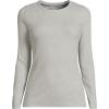 Lands’ End Women’s Cotton Rib Knit T-Shirt(Gray Heather)