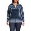 Lands’ End Anyweather Fleece Full Zip Jacket(Deep Sea Navy/Ivory Stripe)