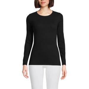 Lands’ End Women’s Cotton Rib Knit T-Shirt(Black)