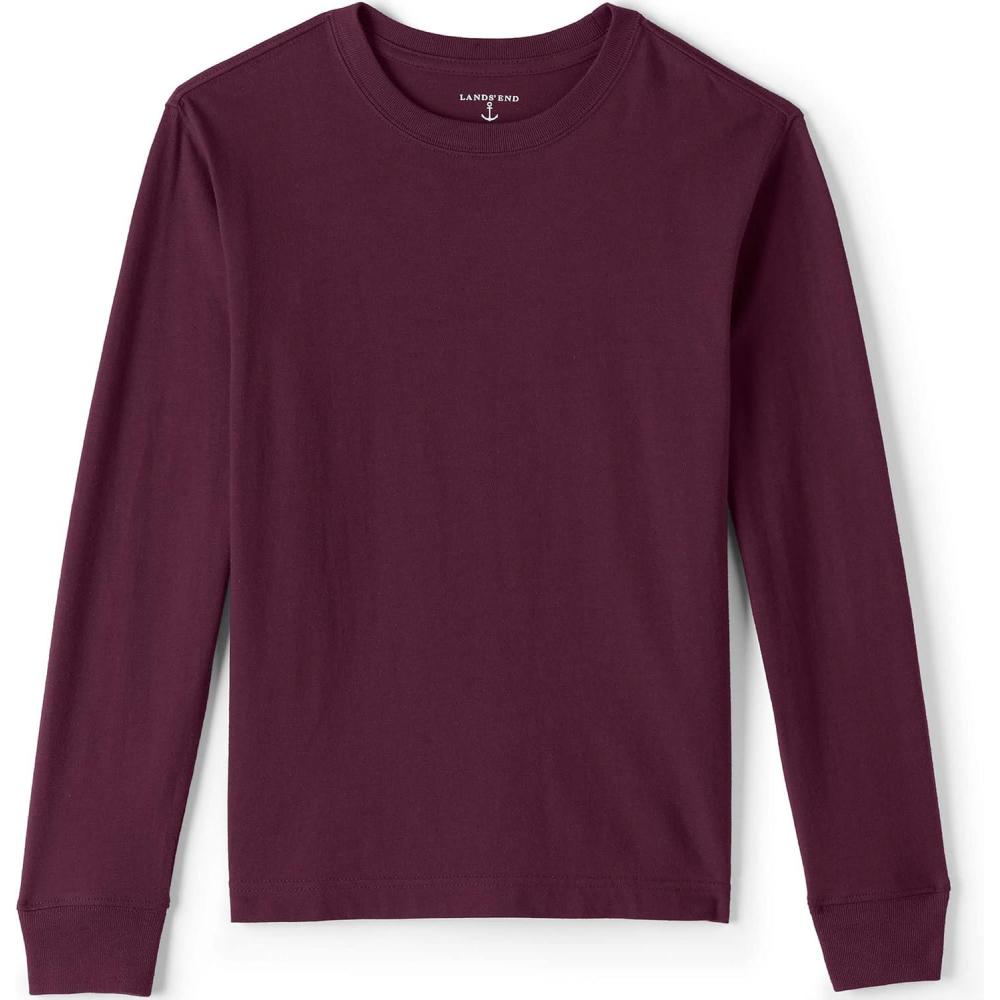 imageLands End School Uniform Boys Long Sleeve Essential TShirtBurgundy