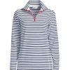 Lands’ End Anyweather Fleece Quarter Zip Pullover(Crisp White/Navy Stripe/Red)
