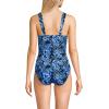 Lands’ End Women’s SlenderSuit Grecian Tummy Control Chlorine Resistant One Piece Swimsuit(Deep Sea Navy Mosaic Floral)