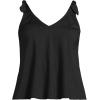 Lands’ End Women’s D-Cup Chlorine Resistant V-Neck Shoulder Tie Flutter Tankini Swimsuit Top(Black)