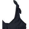 Lands’ End Women’s D-Cup Chlorine Resistant V-Neck Shoulder Tie Flutter Tankini Swimsuit Top(Black)