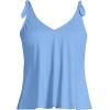 Lands’ End Women’s D-Cup Chlorine Resistant V-Neck Shoulder Tie Flutter Tankini Swimsuit Top(Lake Blue)