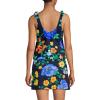 Lands’ End Women’s D-Cup Chlorine Resistant V-Neck Shoulder Tie Flutter Tankini Swimsuit Top(Navy/Exploded Poppy Floral)