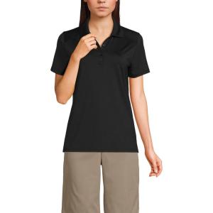 Lands’ End School Uniform Women’s Short Sleeve Feminine Fit Rapid Dry Polo Shirt(Black)