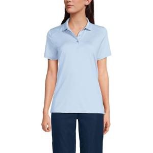 Lands’ End School Uniform Women’s Short Sleeve Feminine Fit Rapid Dry Polo Shirt(Blue)
