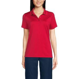 Lands’ End School Uniform Women’s Short Sleeve Feminine Fit Rapid Dry Polo Shirt(Red)