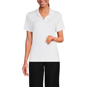 Lands’ End School Uniform Women’s Short Sleeve Feminine Fit Rapid Dry Polo Shirt(White)