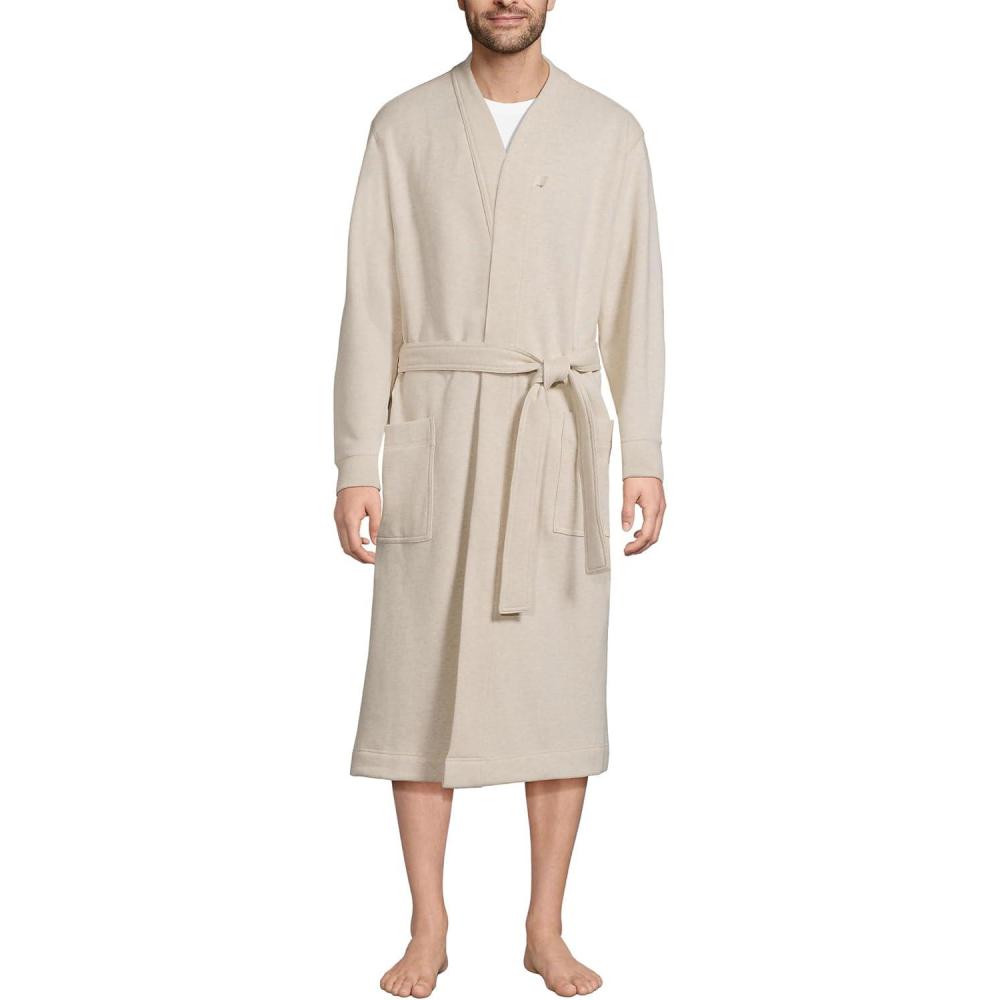 imageLands End Mens Serious Sweats RobeFlax Heather