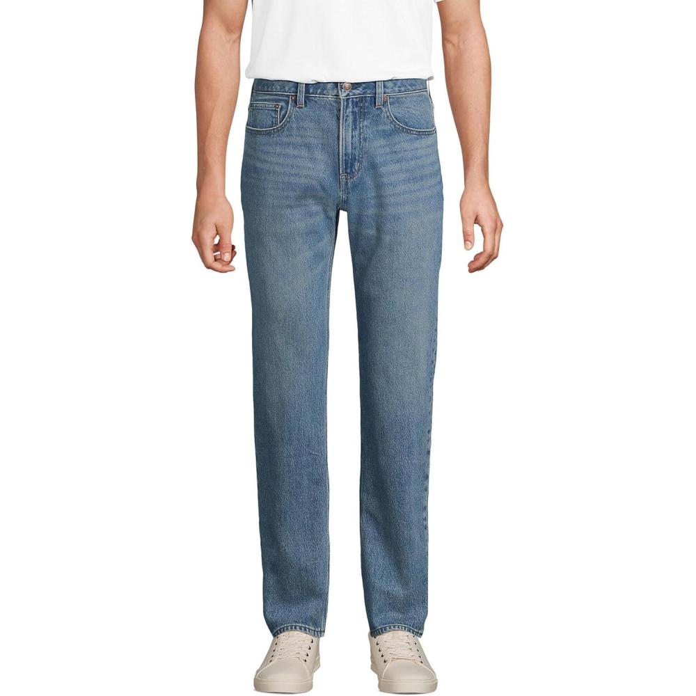 imageLands End Mens Stretch Comfort Waist Classic Fit JeanMedium Tahoe Wash